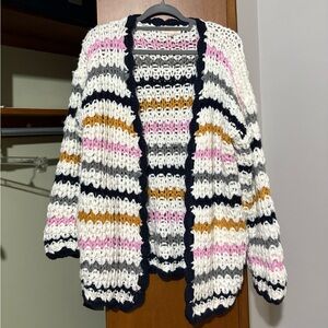 Listicle Chunky Knit Cardigan in Cream, Pink, Gray, and Tan